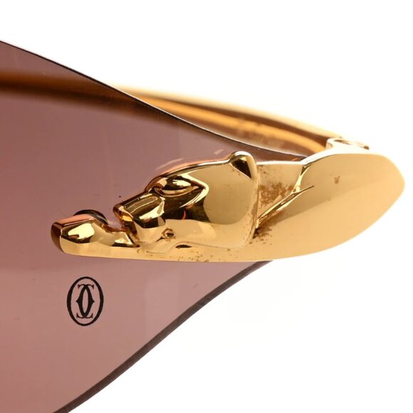 Cartier  Metal Panthere De Cartier Rimless Sunglasses Gold
